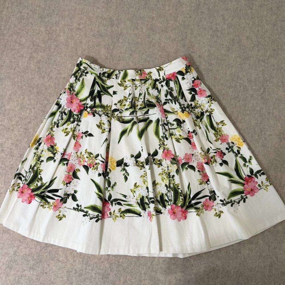 Talbots Floral Pleated A-Line Skirt Size 8 Garden Party Spring